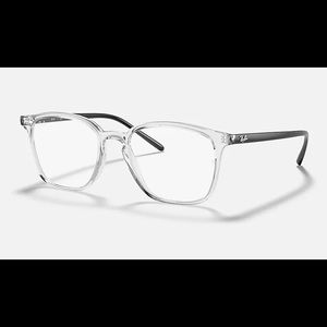 Rayban RB 7185 Eyeglasses Shiny black and clear frame